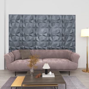 Panouri de perete 3D 12 buc. gri 50×50 cm model diamant 3 m²