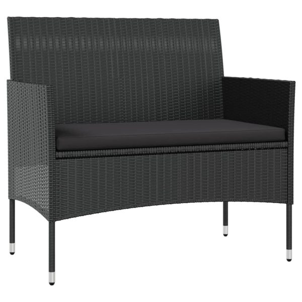 Set mobilier de grădină cu perne, 8 piese, negru, poliratan