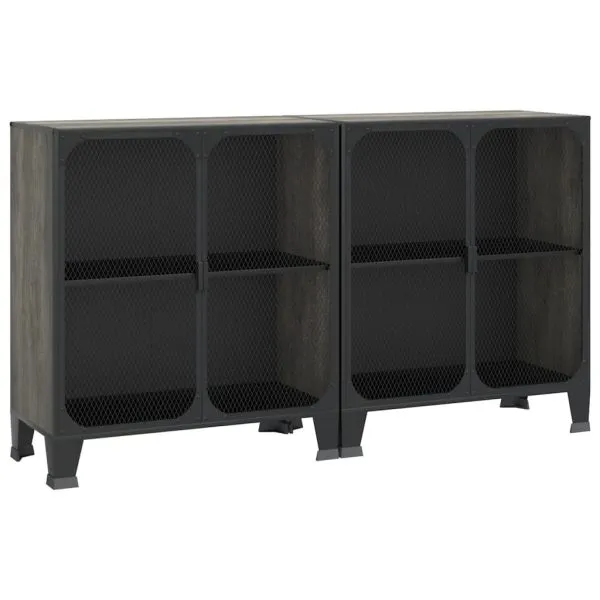 Dulapuri de depozitare, 2 buc., gri, 72x36x82 cm, metal/MDF