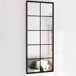 Oglindă de perete, negru, 100×40 cm, metal