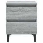 Noptiere picioare din metal, 2 buc., gri sonoma, 40x35x50 cm