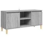 Comodă TV cu picioare din lemn masiv, gri sonoma 103,5x35x50 cm
