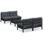 Set mobilier grădină cu perne antracit, 5 piese, lemn de pin