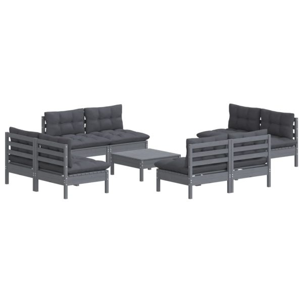 Set mobilier grădină cu perne, 5 piese, antracit, lemn de pin