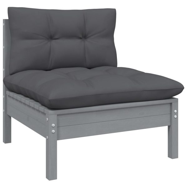 Set mobilier grădină cu perne, 5 piese, antracit, lemn de pin