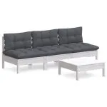 Set mobilier grădină cu perne antracit, 4 piese, lemn de pin