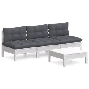 Set mobilier grădină cu perne antracit, 4 piese, lemn de pin