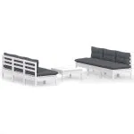 Set mobilier grădină cu perne antracit, 7 piese, lemn masiv pin