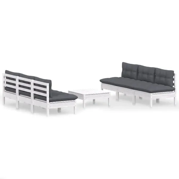 Set mobilier grădină cu perne antracit, 7 piese, lemn masiv pin