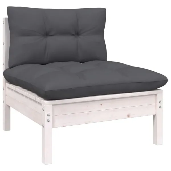 Set mobilier grădină cu perne antracit, 7 piese, lemn masiv pin