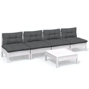 Set mobilier grădină cu perne antracit, 5 piese, lemn de pin