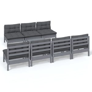 Set mobilier de grădină cu perne antracit, 8 piese, lemn de pin