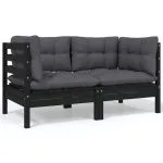 Set mobilier de grădină cu perne, 4 piese, lemn masiv de pin