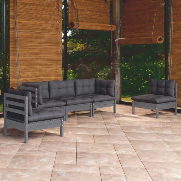 Set mobilier grădină cu perne, 5 piese, lemn masiv de pin