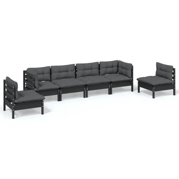 Set mobilier de grădină cu perne, 6 piese, lemn masiv de pin