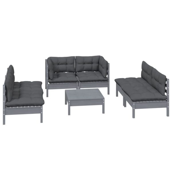 Set mobilier grădină cu perne, 7 piese, lemn masiv de pin