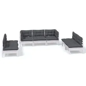 Set mobilier grădină cu perne, 7 piese, lemn masiv de pin