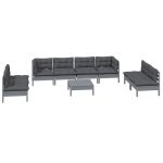 Set mobilier de grădină cu perne, 9 piese, lemn masiv de pin