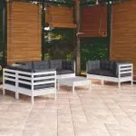 Set mobilier de grădină cu perne, 8 piese, lemn masiv de pin
