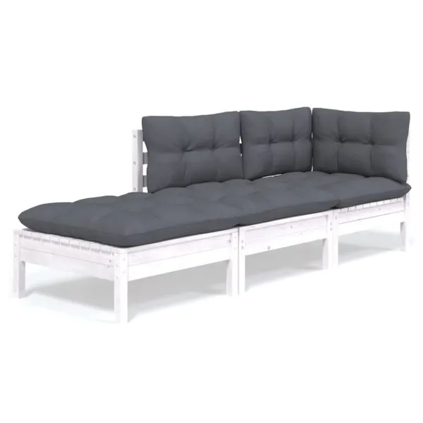 Set mobilier grădină cu perne, 3 piese, lemn masiv de pin