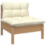 Set mobilier de grădină cu perne, 4 piese, lemn masiv de pin