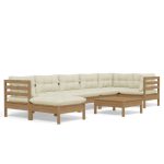 Set mobilier grădină cu perne, 8 piese, maro miere, lemn de pin