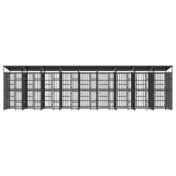Padoc pentru câini de exterior cu acoperiș, 16,59 m², oțel