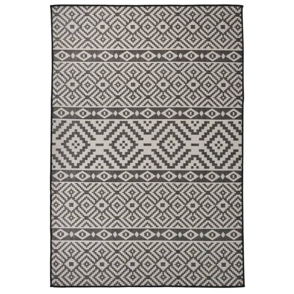 Covor de exterior, dungi negre, 160×230 cm, țesătură plată