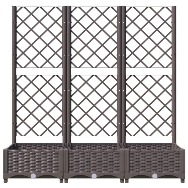 Jardinieră de grădină cu spalier, maro, 120x40x121,5 cm, PP