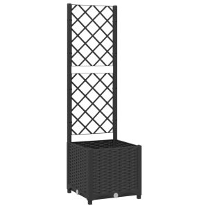 Jardinieră de grădină cu spalier negru, 40x40x136 cm, PP
