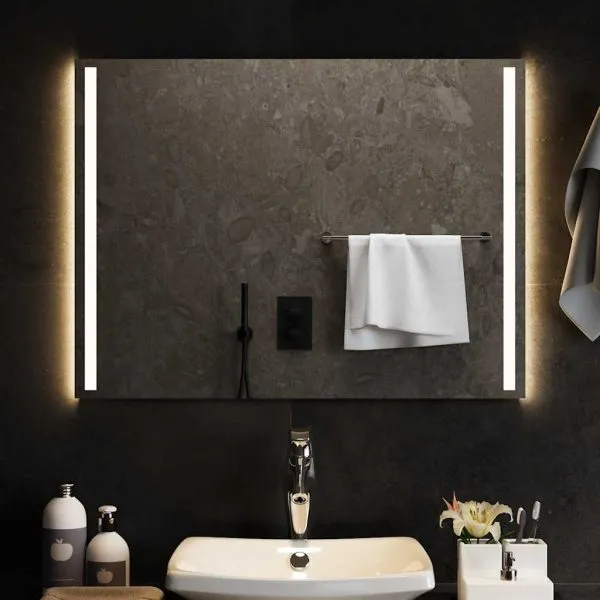 Oglindă de baie cu LED, 80×60 cm