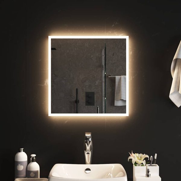 Oglindă de baie cu LED, 50×50 cm