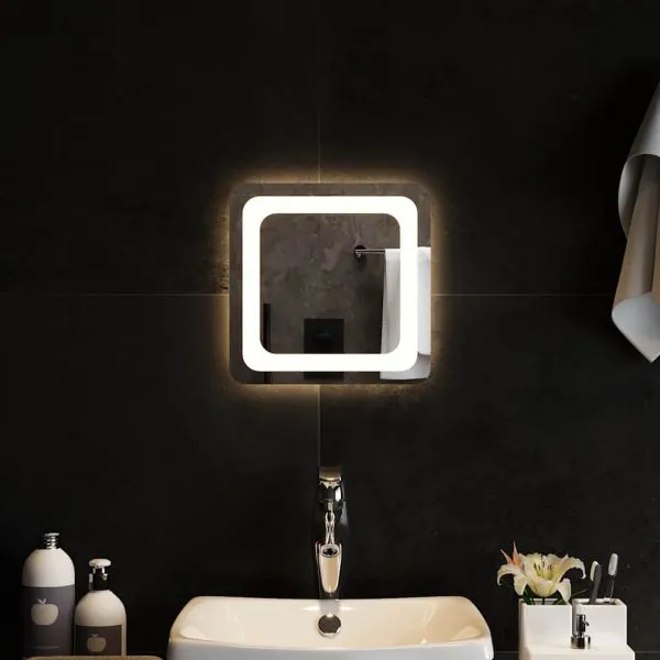 Oglindă cu LED de baie, 30×30 cm