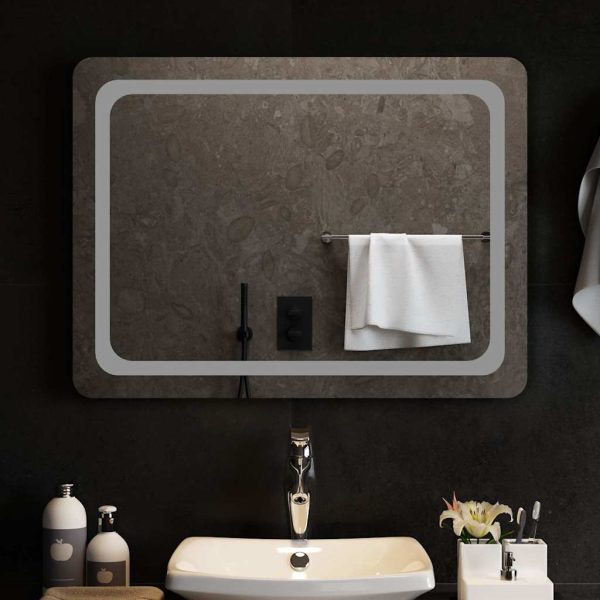 Oglindă de baie cu LED, 80×60 cm