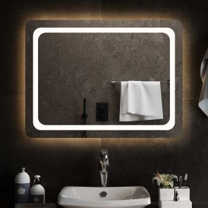 Oglindă de baie cu LED, 80×60 cm