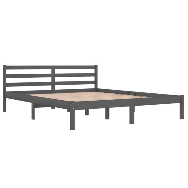 Cadru de pat, gri, 160×200 cm, lemn masiv de pin