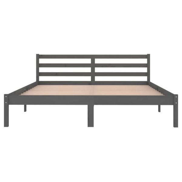 Cadru de pat, gri, 160×200 cm, lemn masiv de pin