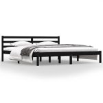 Cadru de pat Super King, negru, 180×200 cm, lemn masiv de pin