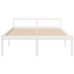 Pat pentru seniori king, alb, 150×200 cm, lemn masiv de pin
