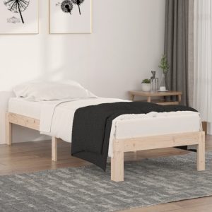 Cadru de pat mic single, 75×190 cm, lemn masiv