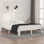 Cadru de pat King Size, alb, 150×200 cm, lemn masiv