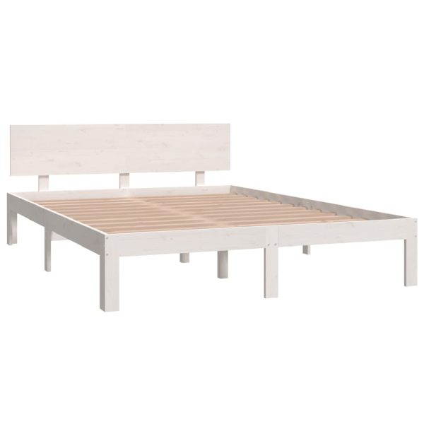 Cadru de pat, alb, 140×200 cm, lemn masiv de pin