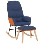 Scaun balansoar cu taburet, albastru, textil