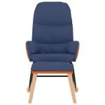 Scaun balansoar cu taburet, albastru, textil