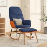 Scaun balansoar cu taburet, albastru, textil