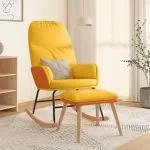 Scaun balansoar cu taburet, galben muștar, textil