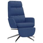 Scaun de relaxare cu taburet, albastru, catifea