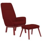 Scaun de relaxare cu taburet, roșu vin, textil