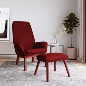 Scaun de relaxare cu taburet, roșu vin, textil
