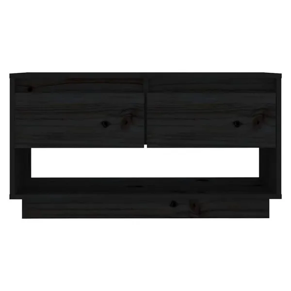 Comodă TV, negru, 74x34x40 cm, lemn masiv de pin
